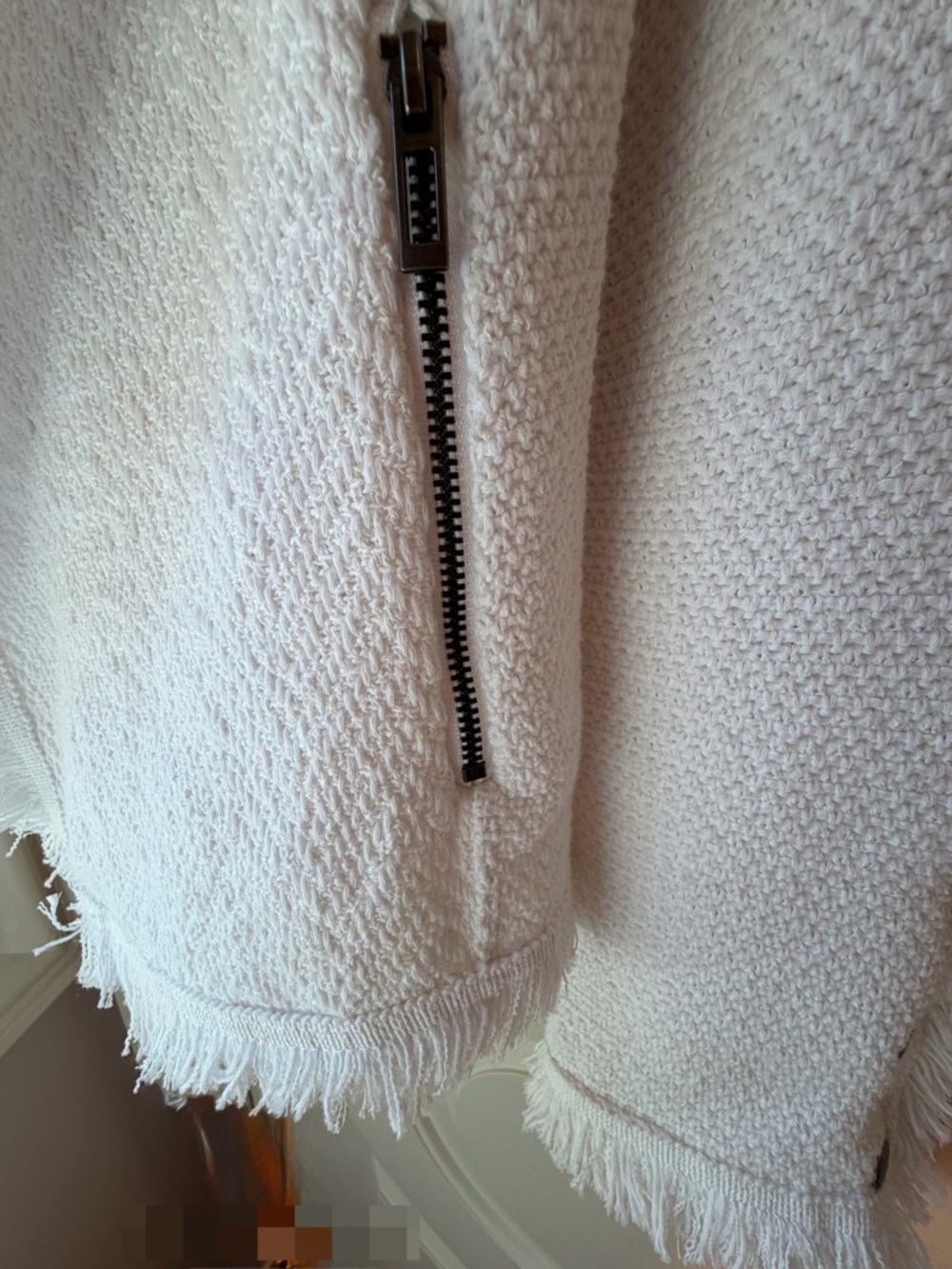 NWT NIC+ZOE White Fringed Open-Front Knit Blazer - Picture 3 of 5